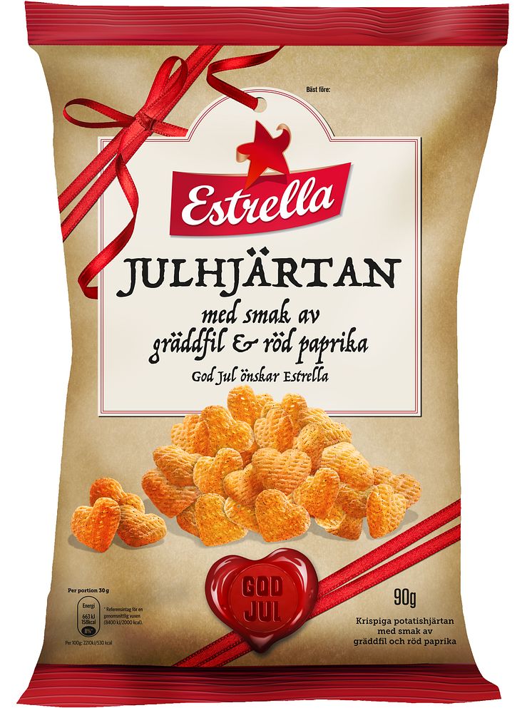 Julhjärtan Gräddfil & Röd Paprika från Estrella