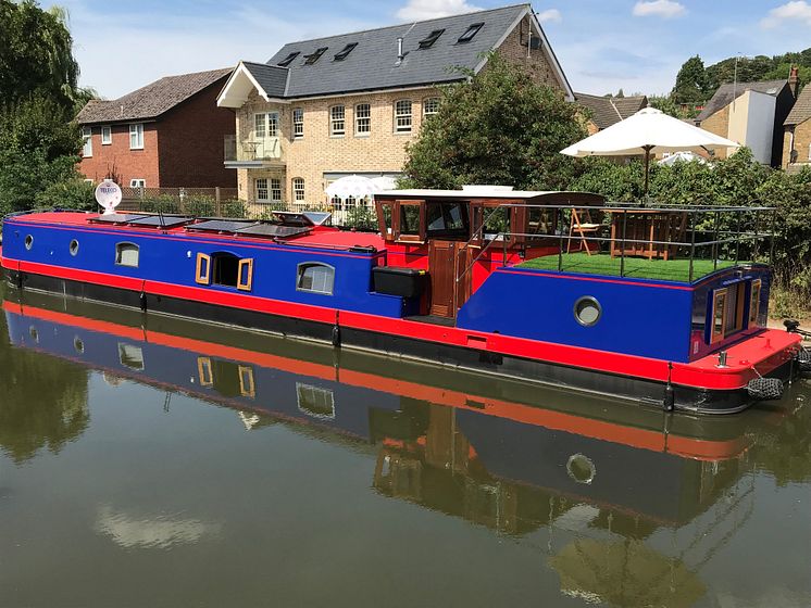 Hi-res image - Fischer Panda UK - Elton Moss-built 70ft Kingsley barge Sacred has a Bellmarine electric propulsion system and Fischer Panda AGT 13kW 48v DC generator installed