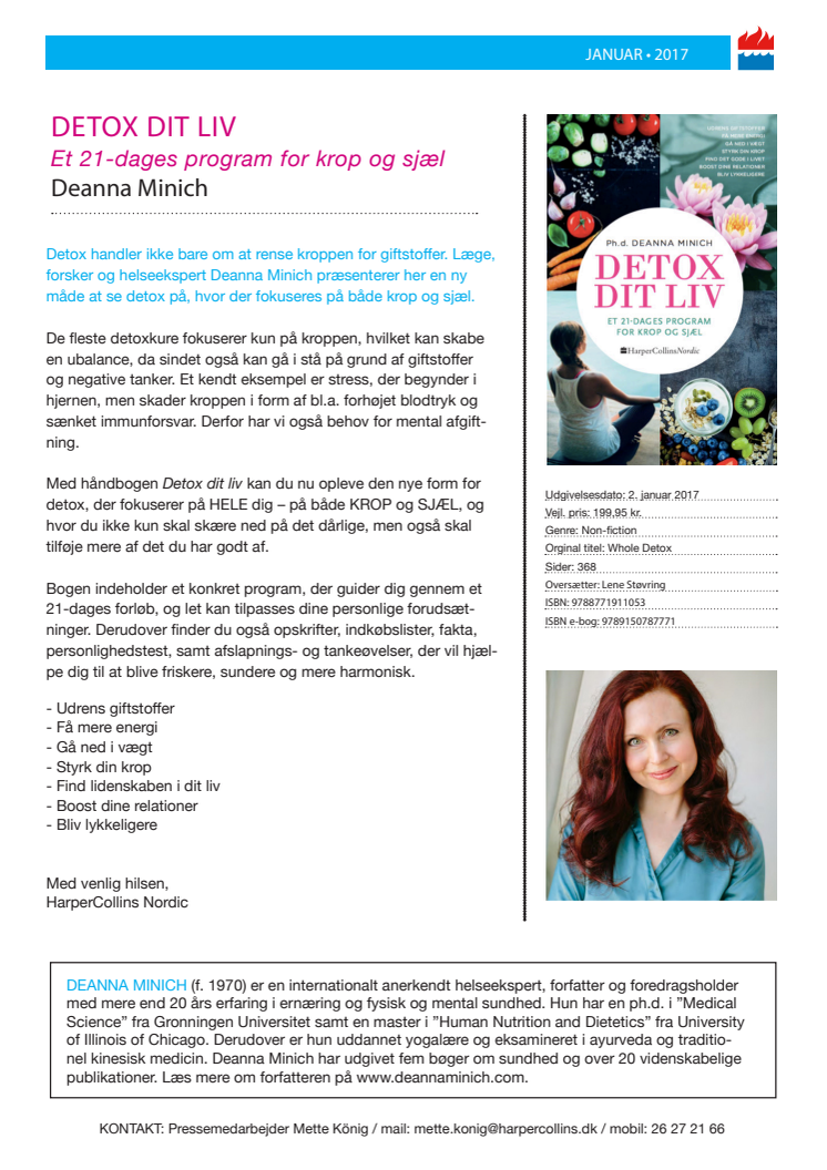 "Detox dit liv - Et 21-dages program for krop og sjæl" af Deanna Minich