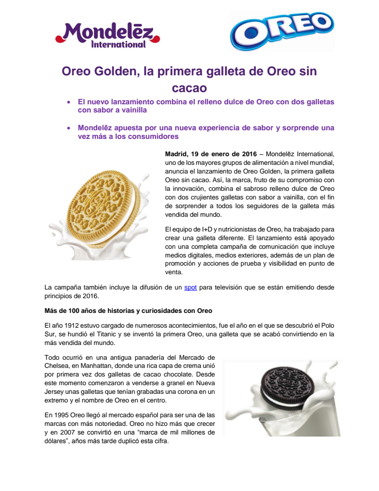 Oreo Golden, la primera galleta de Oreo sin cacao