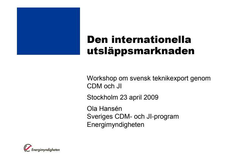 Ola Hansén, Energimyndigheten - Presentation 1