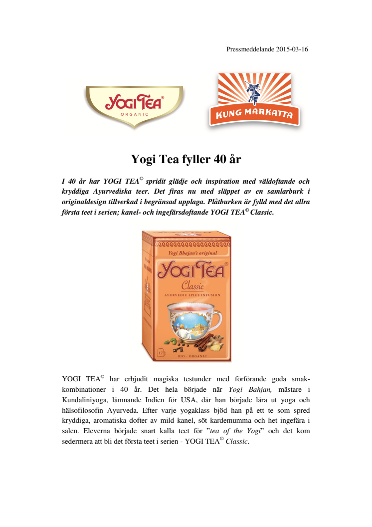 Yogi Tea fyller 40 år!