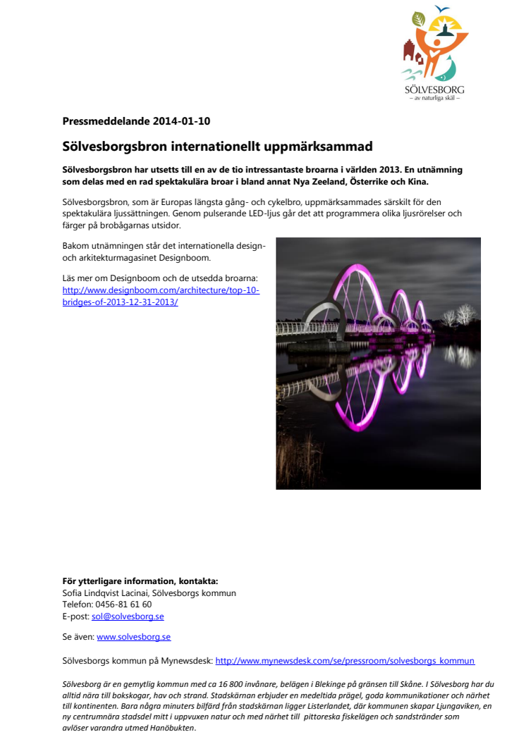 Sölvesborgsbron internationellt uppmärksammad