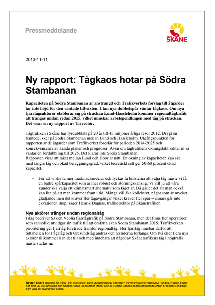 Ny rapport: Tågkaos hotar på Södra Stambanan