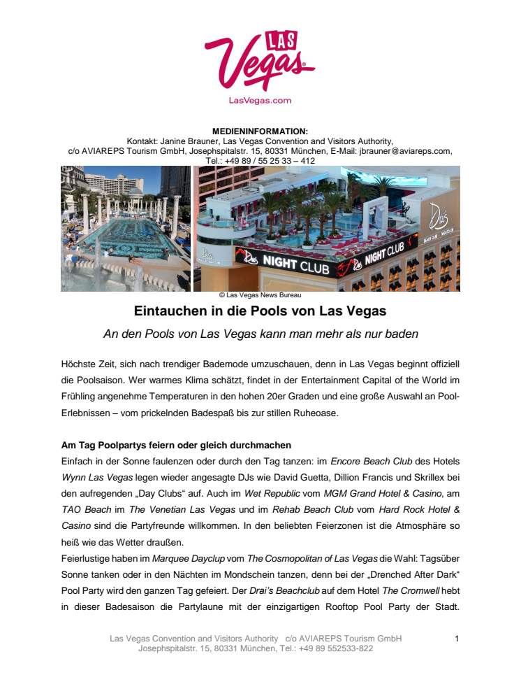 Eintauchen in die Pools von Las Vegas