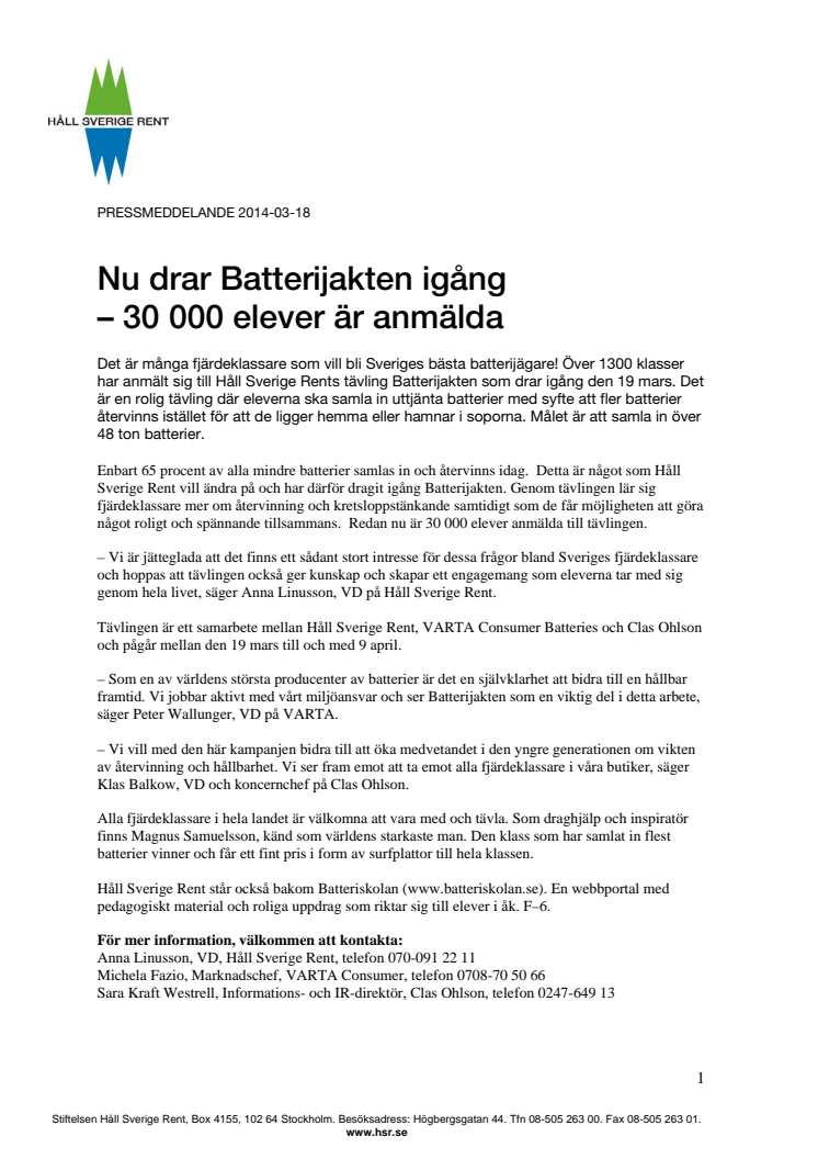 Nu drar Batterijakten igång  – 30 000 elever är anmälda