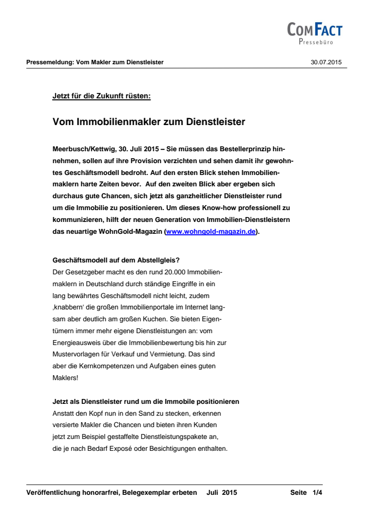 Jetzt für die Zukunft rüsten: Vom Immobilienmakler zum Dienstleister