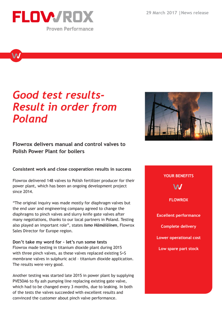 Good test results - Result in order from Poland