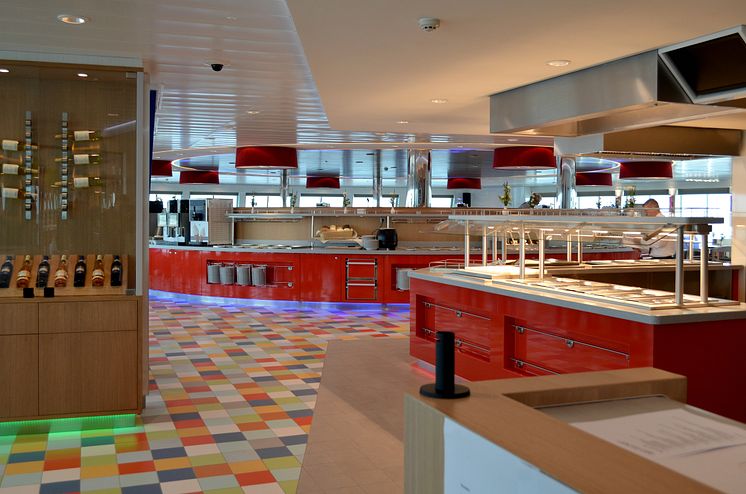 Restaurant auf Scandlines' neuer Hybridfähre "Berlin"