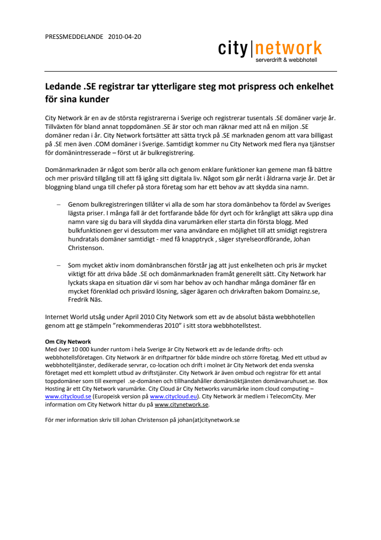 Ledande .SE registrar tar ytterligare steg mot prispress och enkelhet för sina kunder
