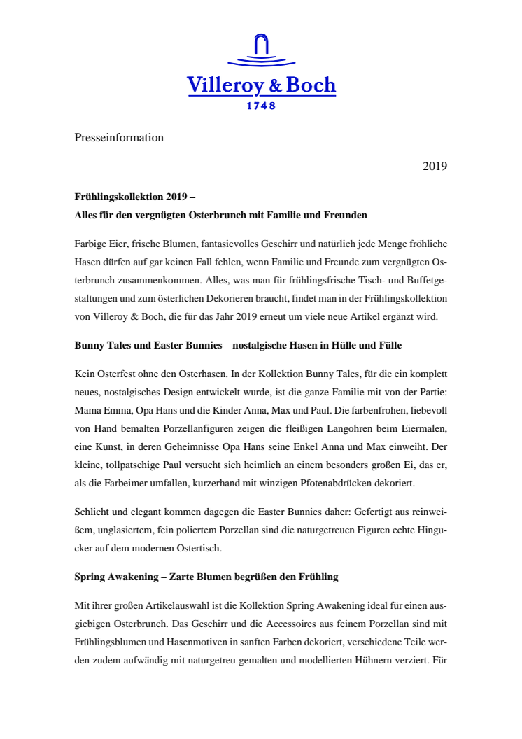 Frühlingskollektion 2019 – Alles für den vergnügten Osterbrunch mit Familie und Freunden