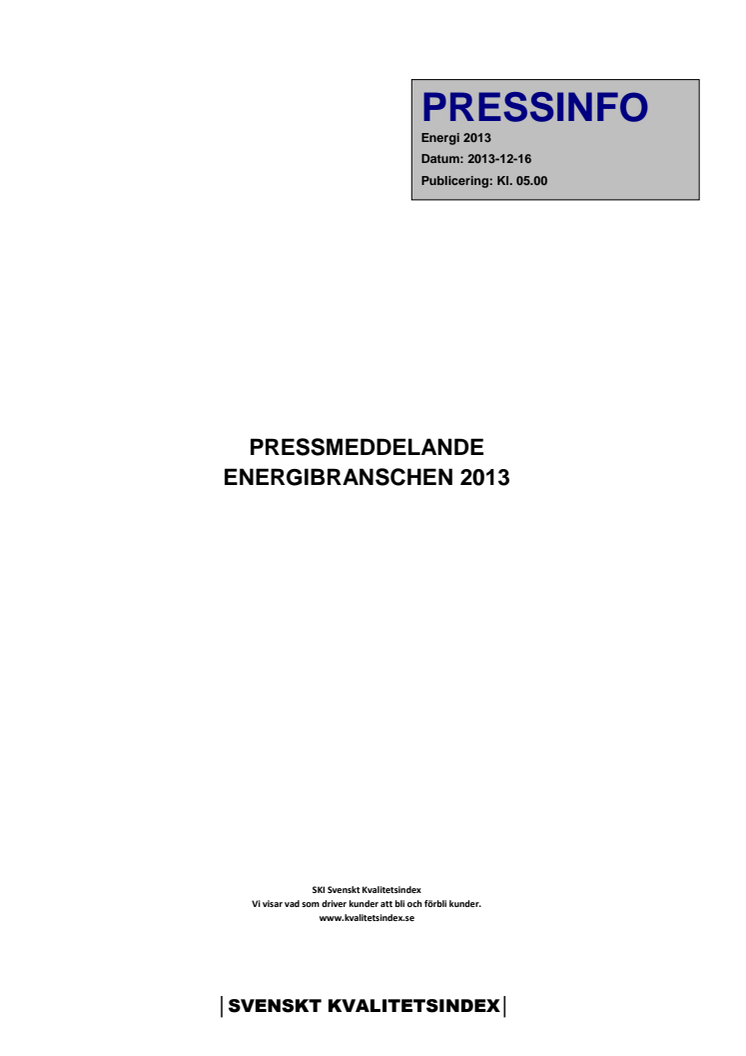 Svenskt Kvalitetsindex om Energibranschen