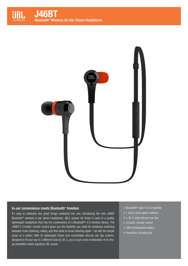 Specification Sheet - JBL J46BT