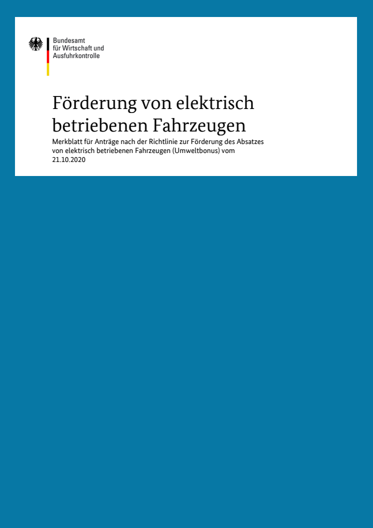 Merkblatt Förderung von elektrisch betriebenen Fahrzeugen