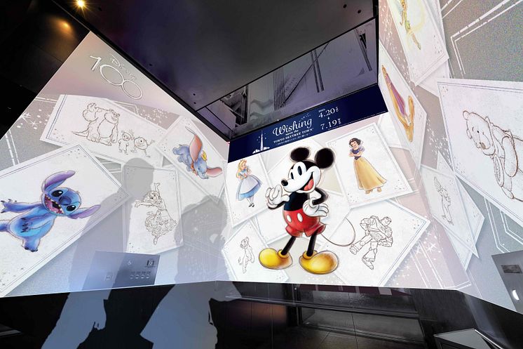 Disney 100 decoration at TOKYO SKYTREE Elevator