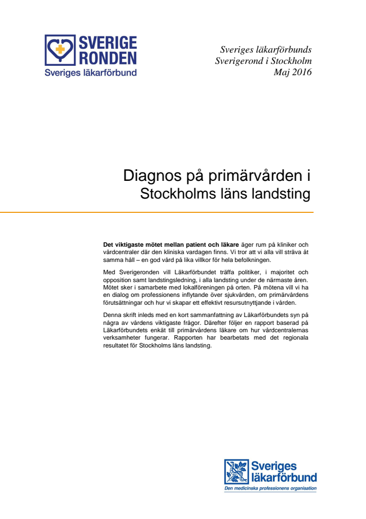 Rapport Diagnos Primärvården Stockholm