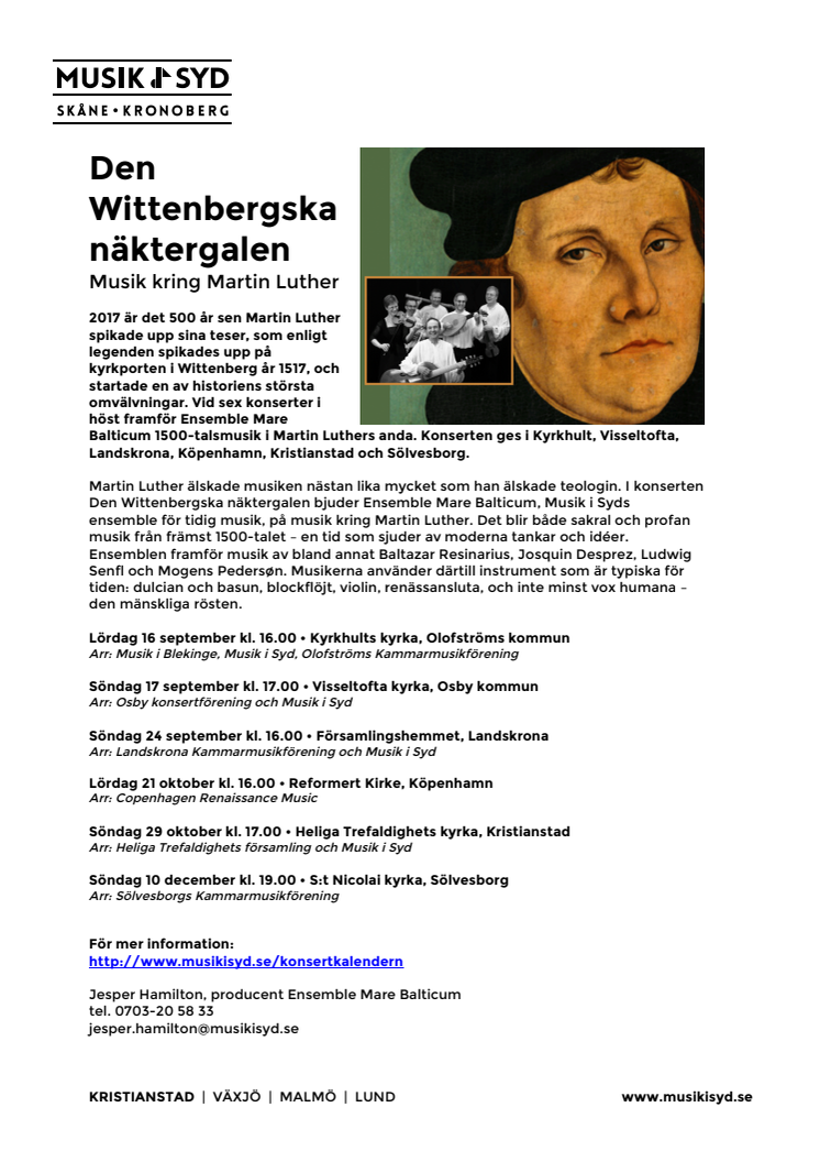   Den Wittenbergska näktergalen  – musik kring Martin Luther