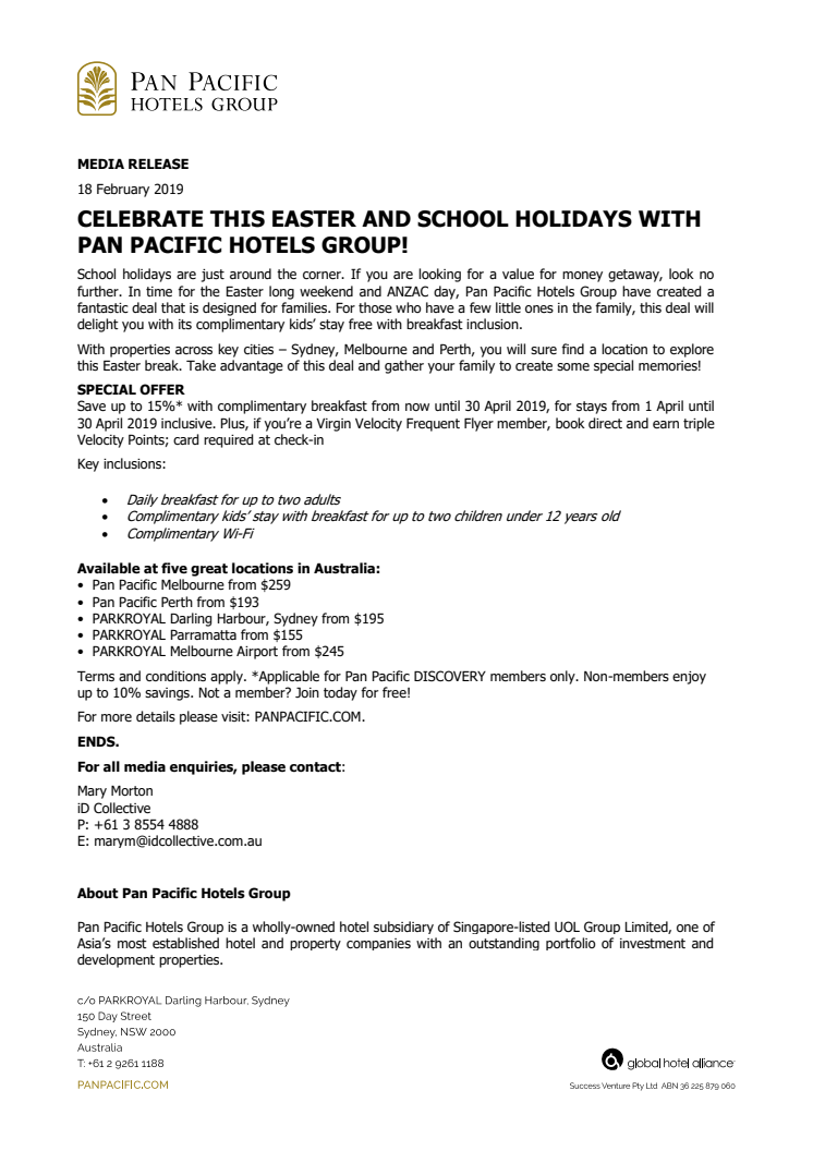 Celebrate this Easter and School Holidays with Pan Pacific Hotels Group! 