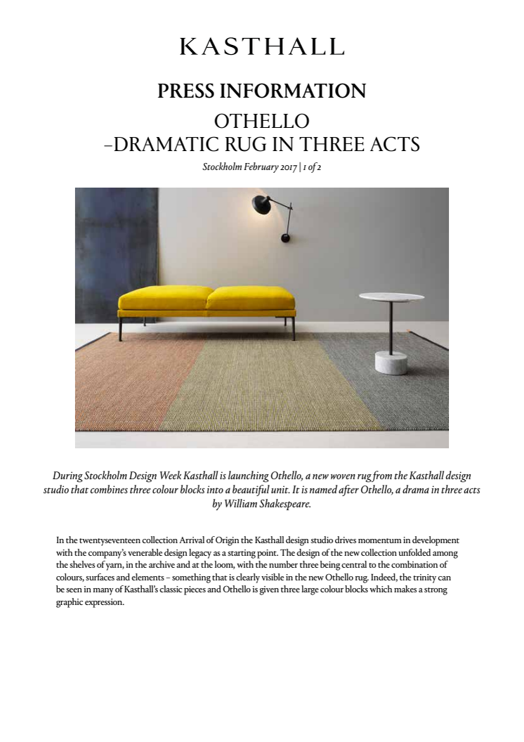OTHELLO – DRAMATIC RUG  IN THREE ACTS 