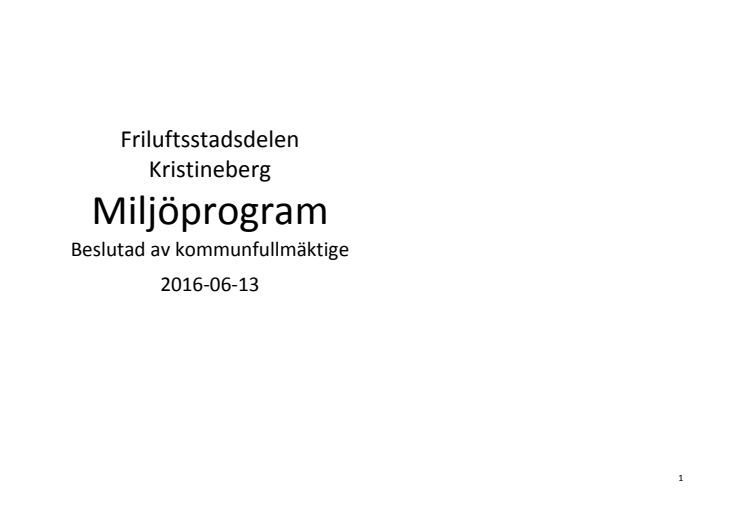 Miljöprogram Kristineberg