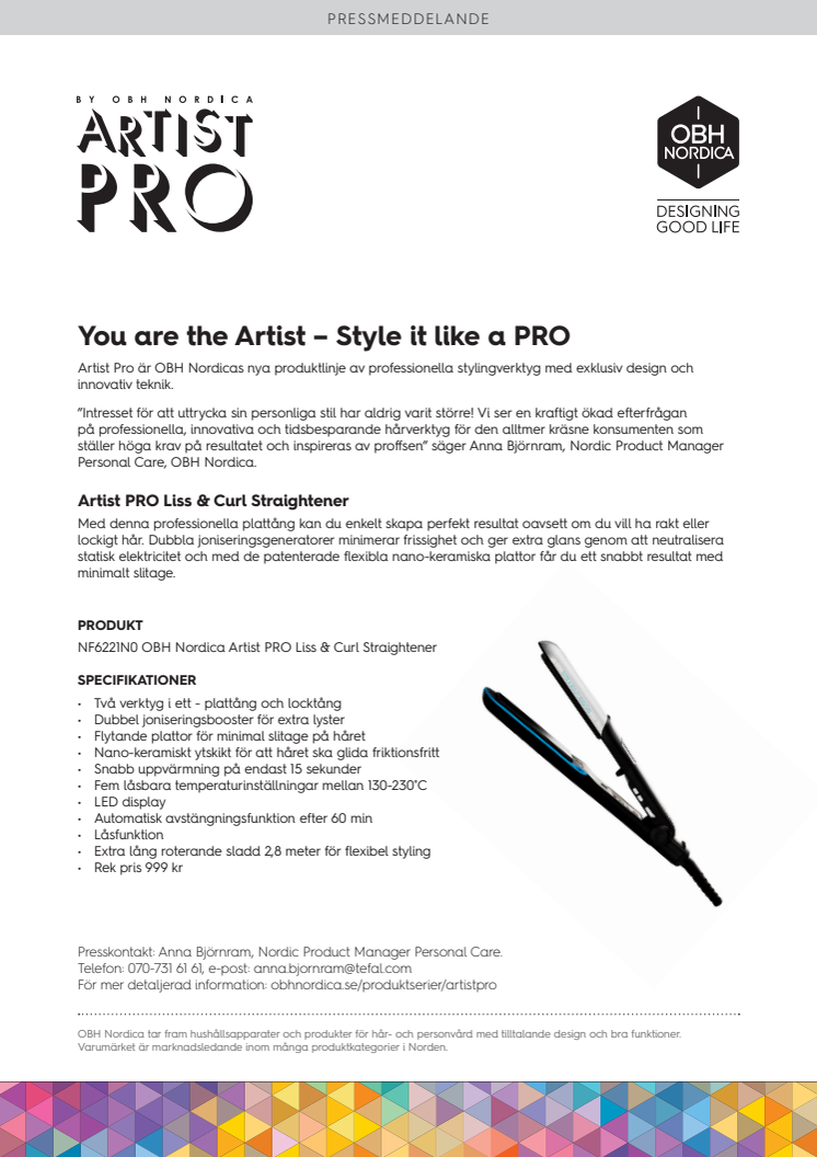 Artist PRO Liss & Curl Straightener