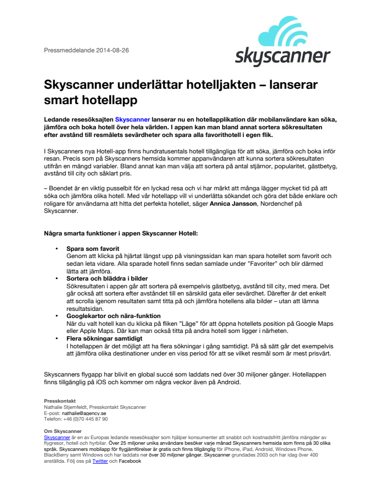 Skyscanner underlättar hotelljakten – lanserar smart hotellapp