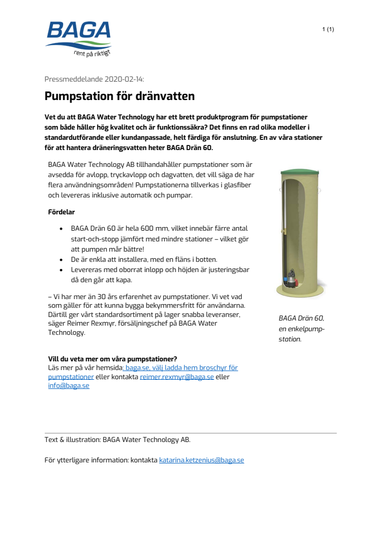 Pumpstation för dränvatten