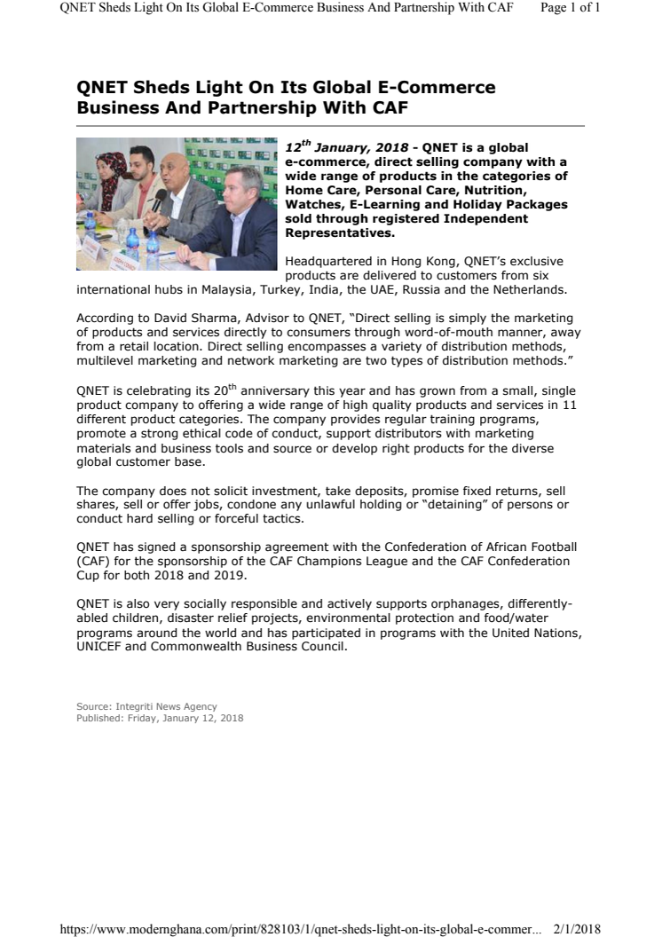 QNET Sheds Light On Its Global E-Commerce Business And Partnership With CAF