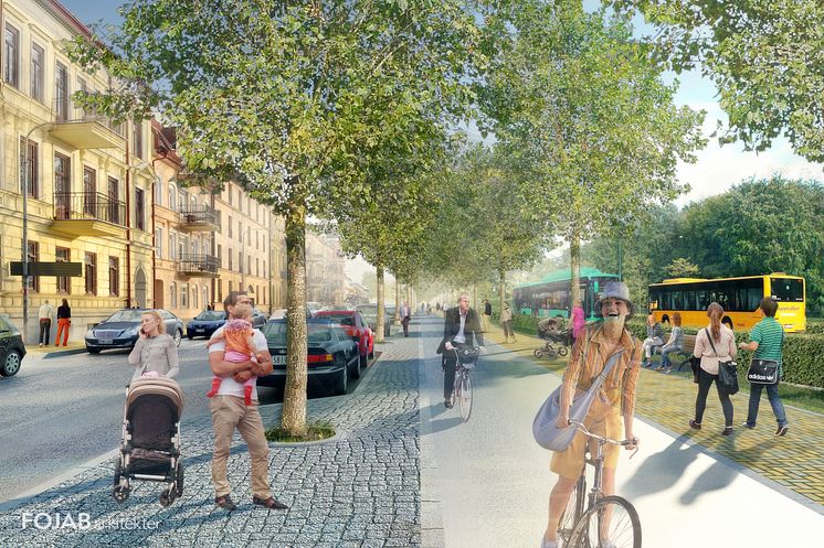 Västra Boulevarden i Kristianstad med Kristianstadslänken