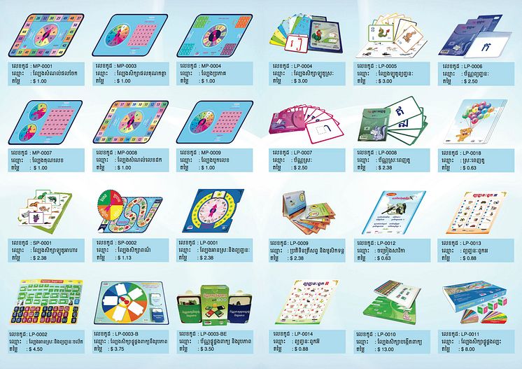 Lär dig-läsa-spelen som används i Barnfondens projekt i Kambodja 