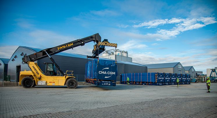 First container delivery port of Arendal 23.10.23