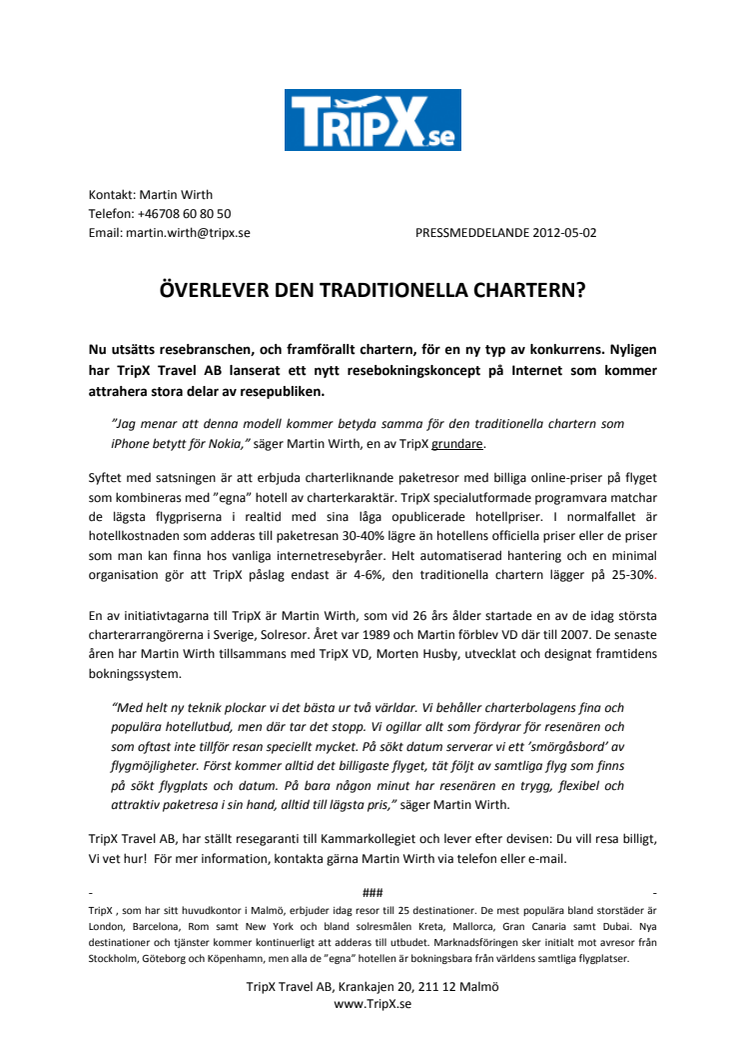 Överlever den traditionella chartern?