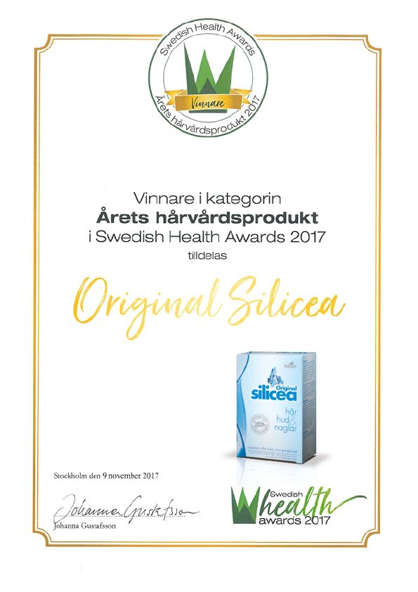 Utmärkelse Årets Hårvårdsprodukt 2017- Original Silicea