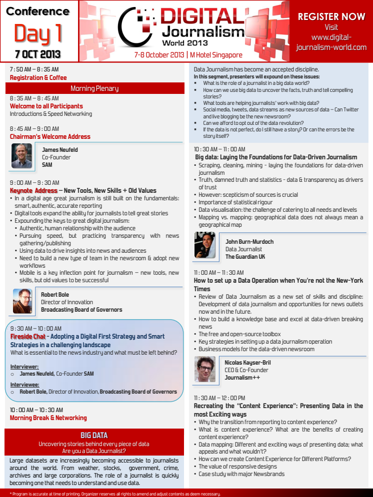 Digital Journalism World 2013 - Program and Speakers