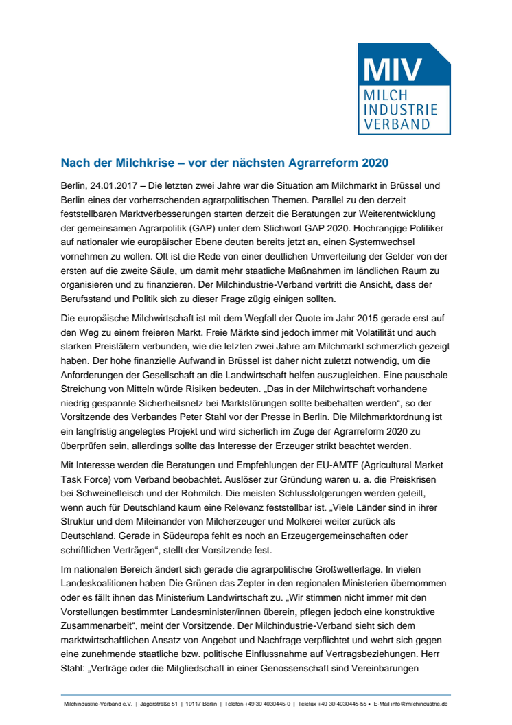 Nach der Milchkrise – vor der nächsten Agrarreform 2020