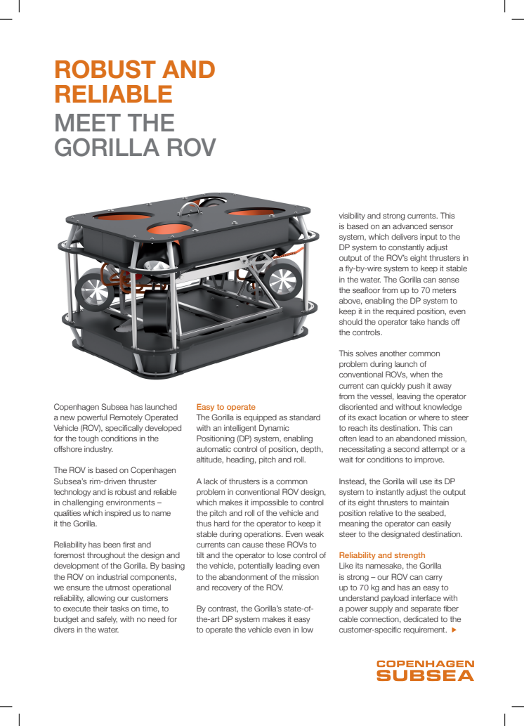 ARTICLE - ROBUST AND RELIABLE MEET THE GORILLA ROV