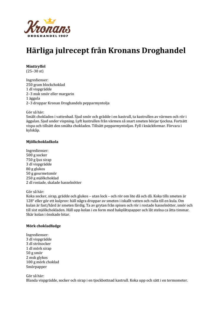 Julrecept Kronans Droghandel