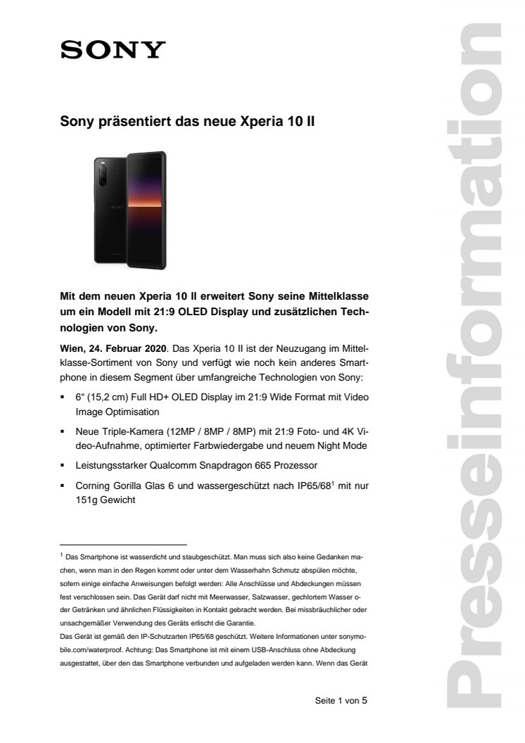 Sony präsentiert das neue Xperia 10 II