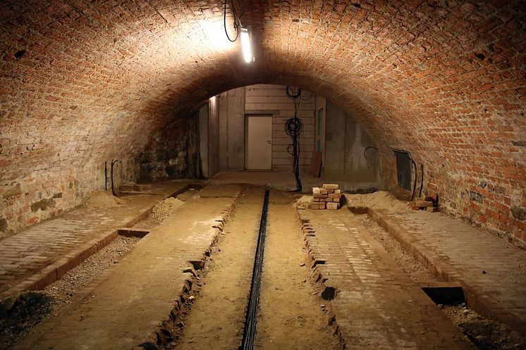 Der Eingangsbereich der Kasematten der früheren Pleißenburg unter dem Neuen Rathaus Leipzig