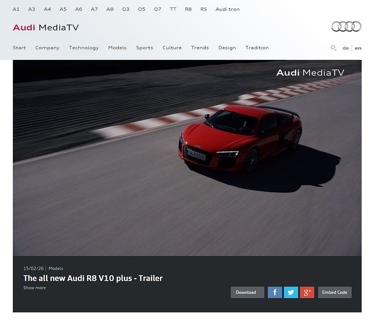 Audi MediaTV: Følg med LIVE fra Geneve Motor Show