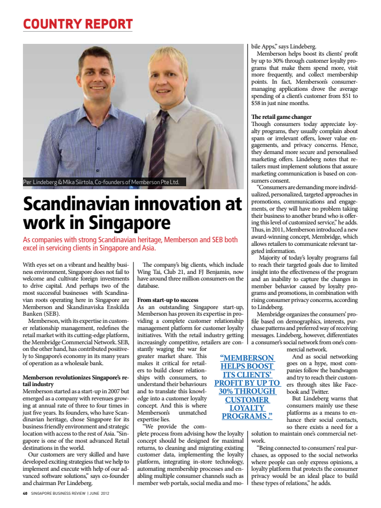 Scandinavian Innovation at work in Singapore