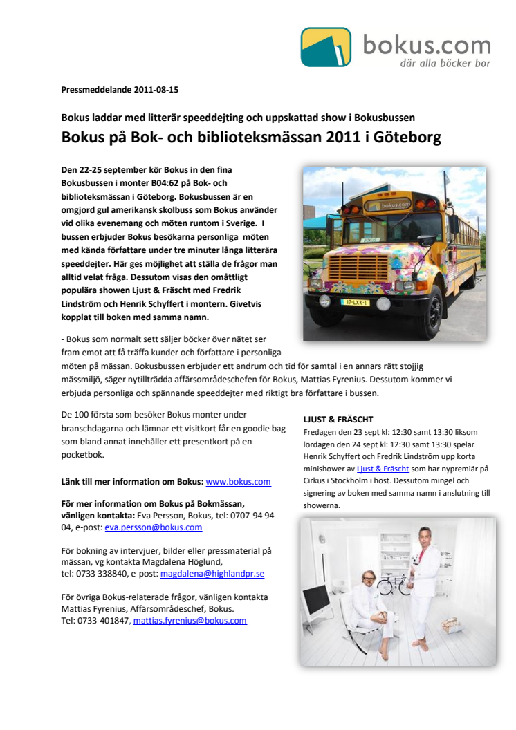 Bokus på Bok- och biblioteksmässan 2011 i Göteborg