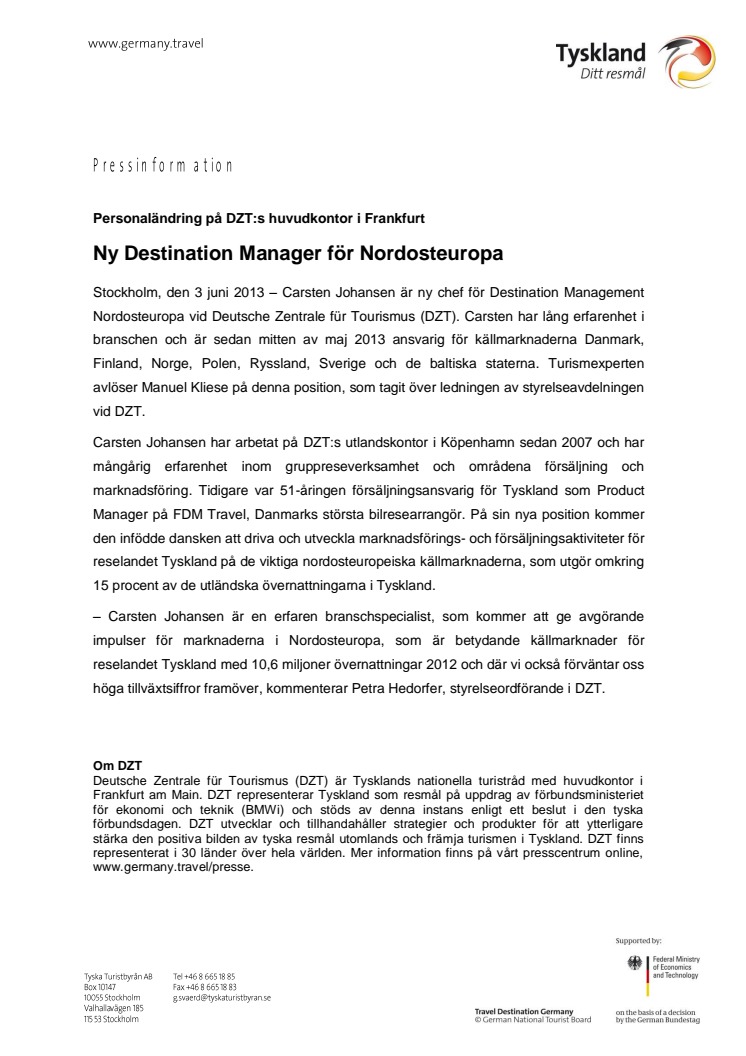 Ny Destination Manager för DZT Nordosteuropa