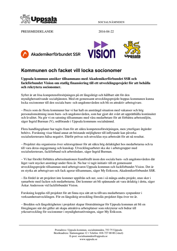 Kommunen och facket vill locka socionomer