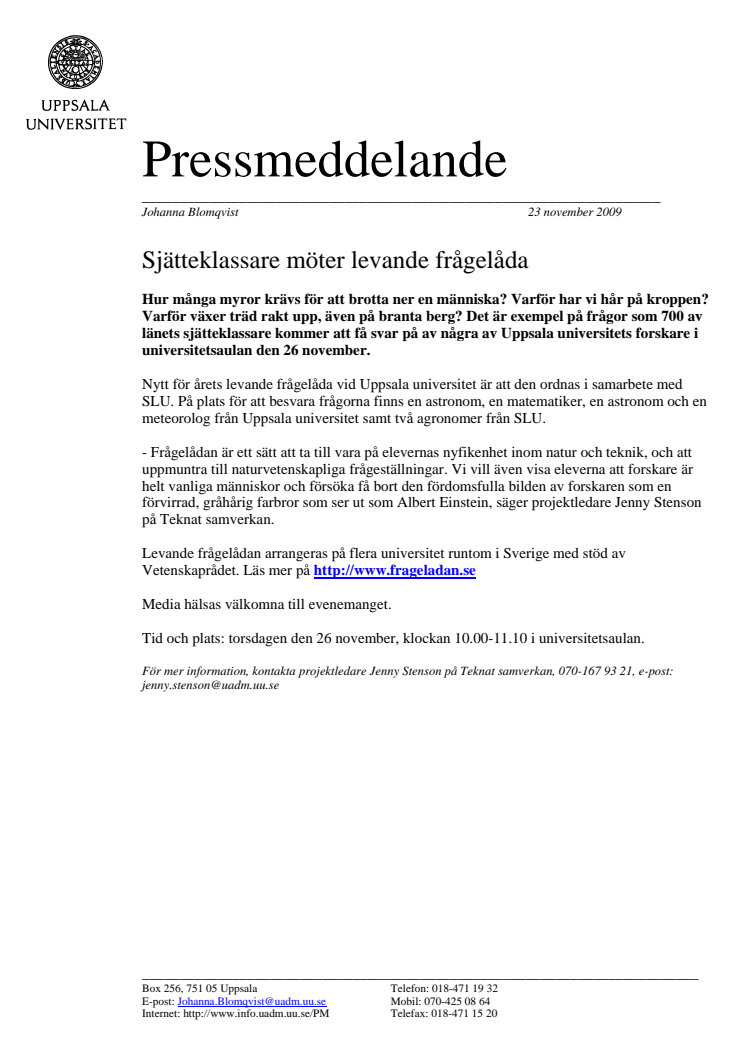 Sjätteklassare möter levande frågelåda