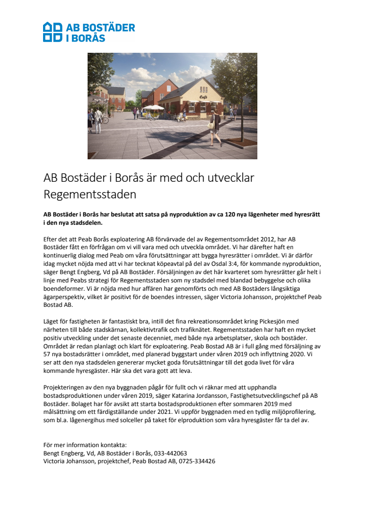 AB Bostäder i Borås är med och utvecklar Regementsstaden