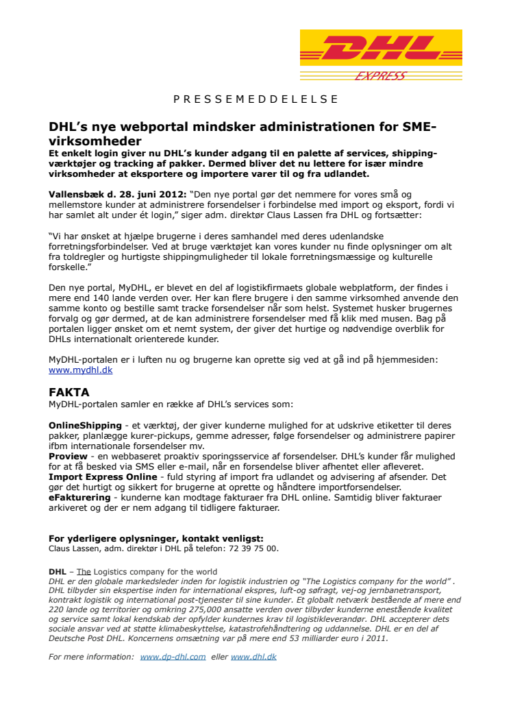 DHL’s nye webportal mindsker administrationen for SME-virksomheder