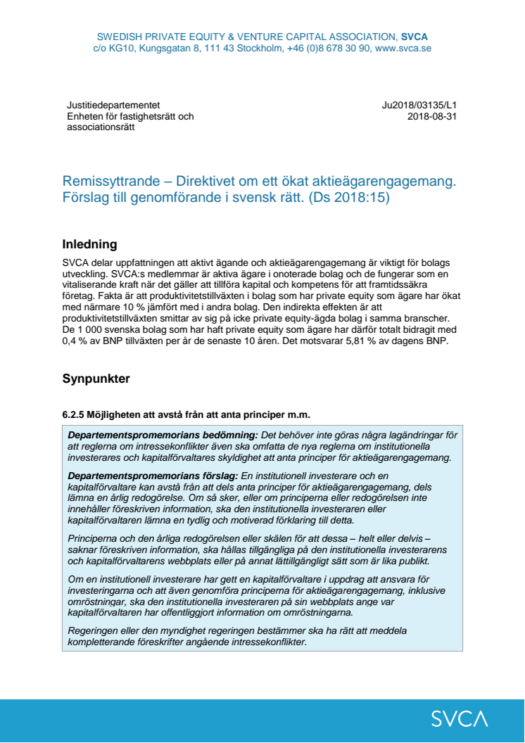 Direktivet om ett ökat aktieägarengagemang – Förslag till genomförande i svensk rätt