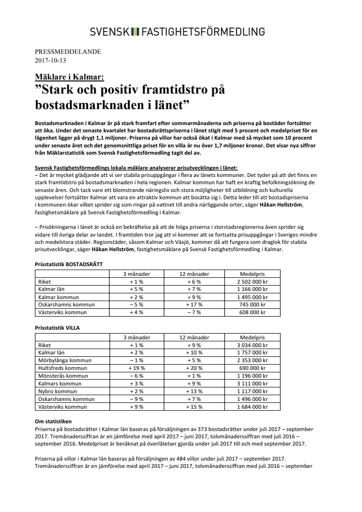 Mäklare i Kalmar: ”Stark och positiv framtidstro på bostadsmarknaden i länet”