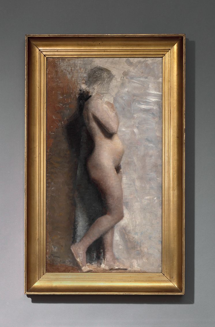 Hammershøi: Female Nude. Standing. In Profile Towards Right